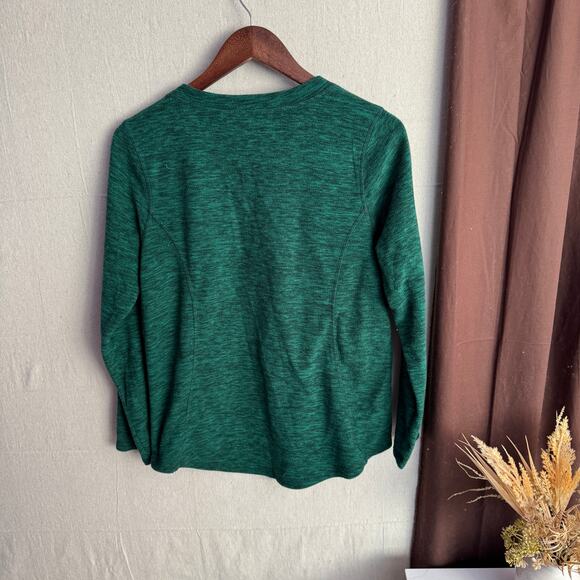 St. John’s Bay Active Fleece Top Size S Green V-Neck Long Sleeve Soft Polyester - Picture 6 of 9